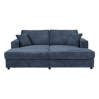 Roomfitters Oversized Loveseat Chaise Lounge Sectional Sofa Bed, Corduroy Sleeper with USB Ports, Cup Holders