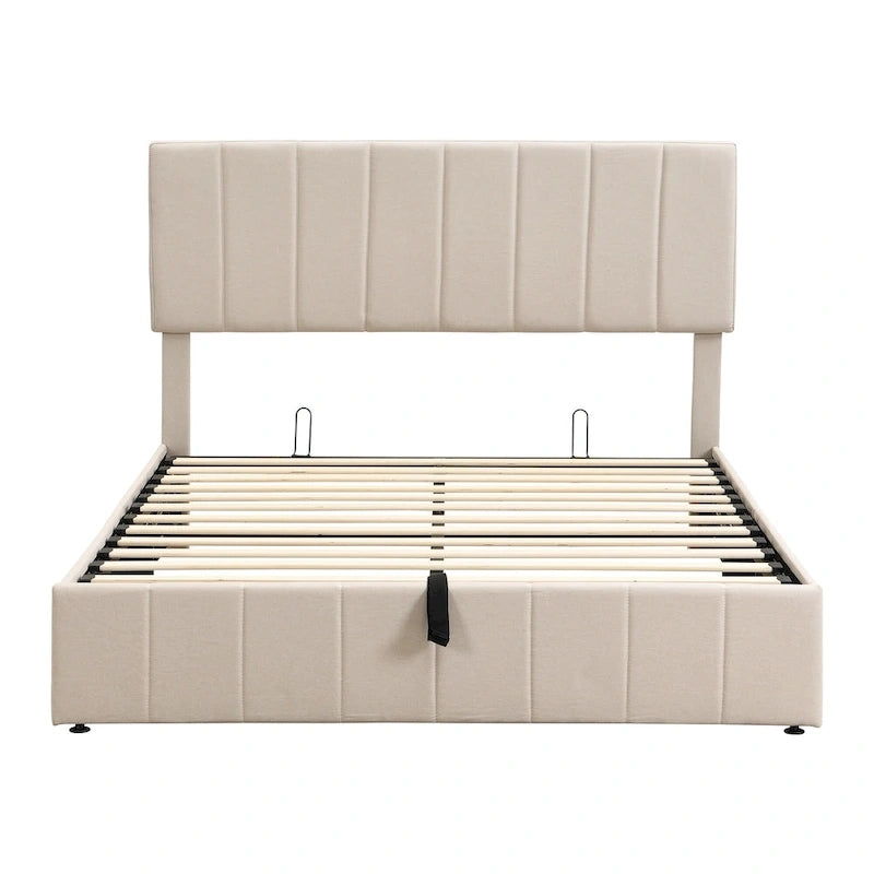 Upholstered Platform Bed with Hydraulic Storage System