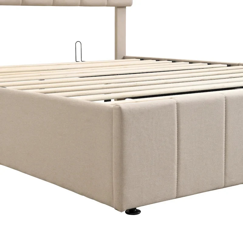 Upholstered Platform Bed with Hydraulic Storage System