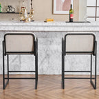 Set of 2,Modern Upholstered Counter Height Bar Stool with Armrests, Metal Frame and Padded Seat