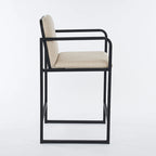 Set of 2,Modern Upholstered Counter Height Bar Stool with Armrests, Metal Frame and Padded Seat