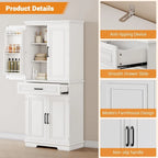 72in Kitchen Storage Pantry Cabinet for Dining Room,Adjustable Shelves