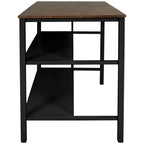 Solid Wood Rustic 45-Inch Fixed Kitchen Island, Rubberwood Butcher Block Dining & Prep Table With Two Open Shelves .