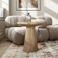 Furniture of America Vitten Modern Round Solid Wood Pedestal End Table