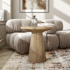 Furniture of America Vitten Modern Round Solid Wood Pedestal End Table