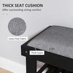 HOMCOM Bamboo Shoe Bench, 3-Tier Entryway Bench with Storage and Cushion, Shoe Organizer for Entryway, Hallway