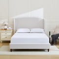 Windsor Headboard Upholstered Wingback Platform Bed