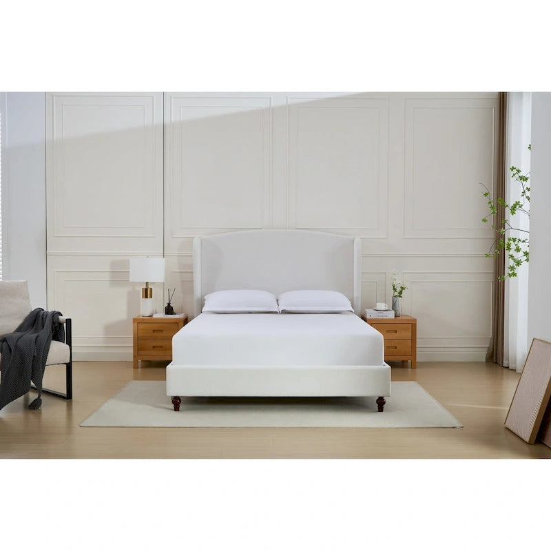 Windsor Headboard Upholstered Wingback Platform Bed