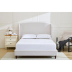 Windsor Headboard Upholstered Wingback Platform Bed