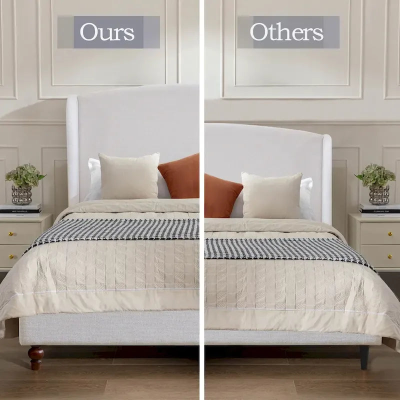Windsor Headboard Upholstered Wingback Platform Bed