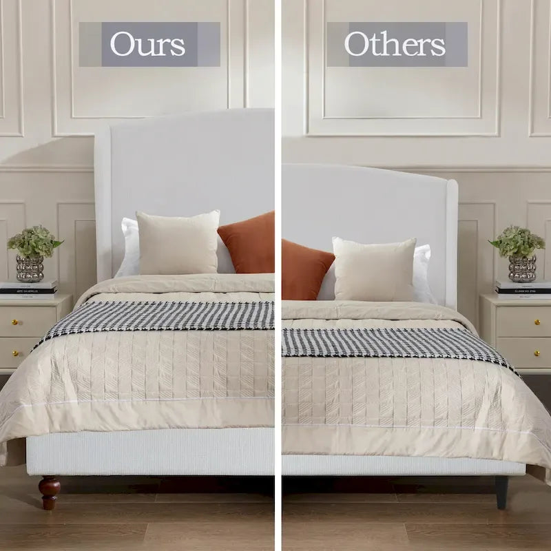 Windsor Headboard Upholstered Wingback Platform Bed
