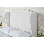 Windsor Headboard Upholstered Wingback Platform Bed