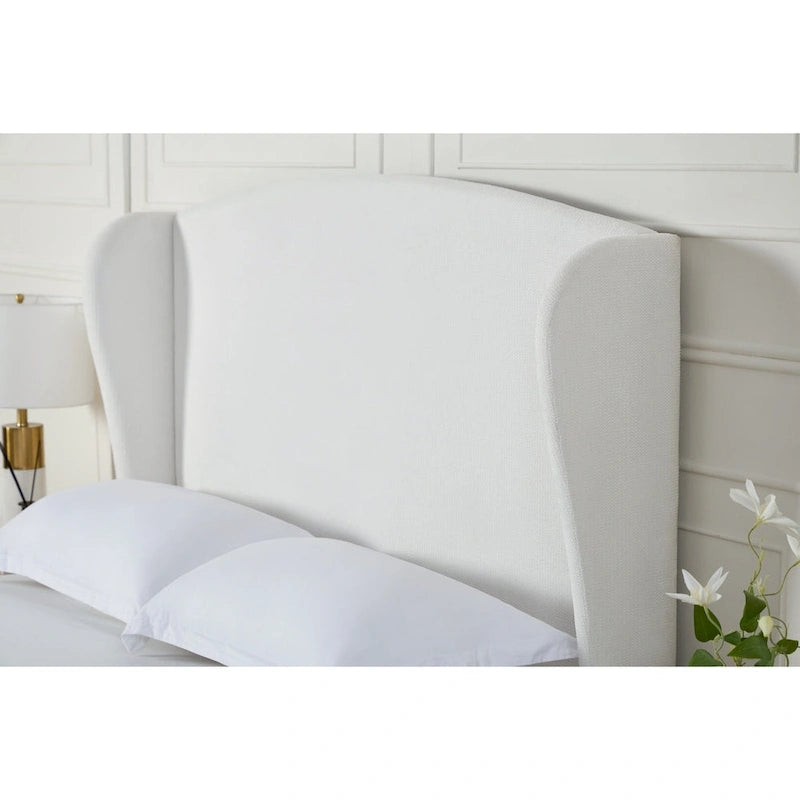 Windsor Headboard Upholstered Wingback Platform Bed