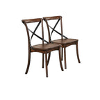 Brown Solid Wood Cross Back Dining Side Chairs and Classic Style Set of 2 - 18 L x 21 W x 35 H