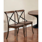 Brown Solid Wood Cross Back Dining Side Chairs and Classic Style Set of 2 - 18 L x 21 W x 35 H