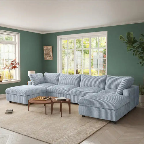 157.48 Modular Sectional Sofa Couch, Modern Deep Seat Sleeper Sofa for Living Room