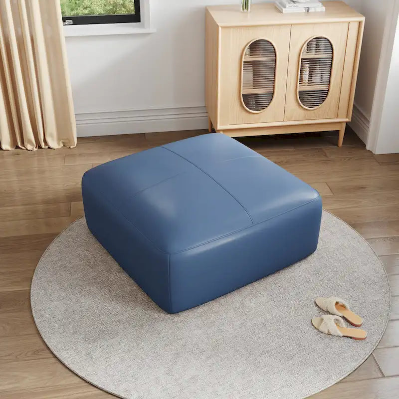 35 Genuine Leather Ottoman, Upholstered Ottoman for Living Room