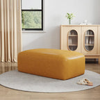Genuine Leather Ottoman, 43 Upholstered Bench for Living Room and Bedroom