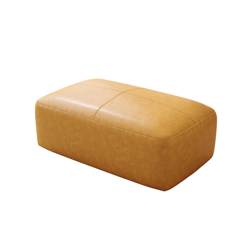 Genuine Leather Ottoman, 43 Upholstered Bench for Living Room and Bedroom