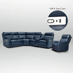 105 W Genuine Leather Power Sectional with Recliner Sofa Set with Triple Power, Single Console, USB&USB-C Ports