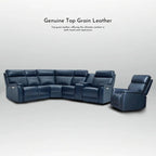 105 W Genuine Leather Power Sectional with Recliner Sofa Set with Triple Power, Single Console, USB&USB-C Ports