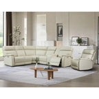 105 W Genuine Leather Power Sectional with Recliner Sofa Set with Triple Power, Single Console, USB&USB-C Ports