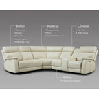 105 W Genuine Leather Power Sectional with Recliner Sofa Set with Triple Power, Single Console, USB&USB-C Ports