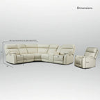 105 W Genuine Leather Power Sectional with Recliner Sofa Set with Triple Power, Single Console, USB&USB-C Ports