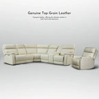 105 W Genuine Leather Power Sectional with Recliner Sofa Set with Triple Power, Single Console, USB&USB-C Ports
