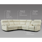 105 W Genuine Leather Power Sectional with Recliner Sofa Set with Triple Power, Single Console, USB&USB-C Ports