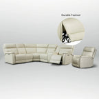 105 W Genuine Leather Power Sectional with Recliner Sofa Set with Triple Power, Single Console, USB&USB-C Ports