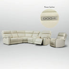 105 W Genuine Leather Power Sectional with Recliner Sofa Set with Triple Power, Single Console, USB&USB-C Ports