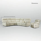 105 W Genuine Leather Power Sectional with Recliner Sofa Set with Triple Power, Single Console, USB&USB-C Ports