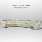 105 W Genuine Leather Power Sectional with Recliner Sofa Set with Triple Power, Single Console, USB&USB-C Ports
