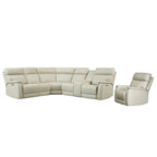 105 W Genuine Leather Power Sectional with Recliner Sofa Set with Triple Power, Single Console, USB&USB-C Ports
