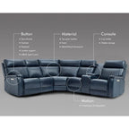 105 W Genuine Leather Power Sectional with Recliner Sofa Set with Triple Power, Single Console, USB&USB-C Ports