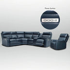 105 W Genuine Leather Power Sectional with Recliner Sofa Set with Triple Power, Single Console, USB&USB-C Ports