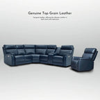 105 W Genuine Leather Power Sectional with Recliner Sofa Set with Triple Power, Single Console, USB&USB-C Ports