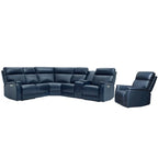 105 W Genuine Leather Power Sectional with Recliner Sofa Set with Triple Power, Single Console, USB&USB-C Ports