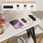 70.9 Extra Long Console Table Sofa Table with Charging Station and Storage Shelf,Industrial Hallway Entry Table
