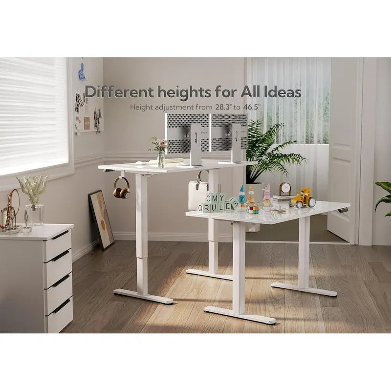 Claiks Glass Standing Desk, White Standing Desk Adjustable Height