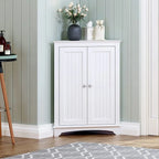 Home Floor Corner Cabinet with Two Doors and Shelves - 12.4D x 23.62W x 31.89H