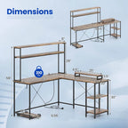 Costway L-Shaped Gaming Desk with LED Strip & Power Outlets Hutch - See Details
