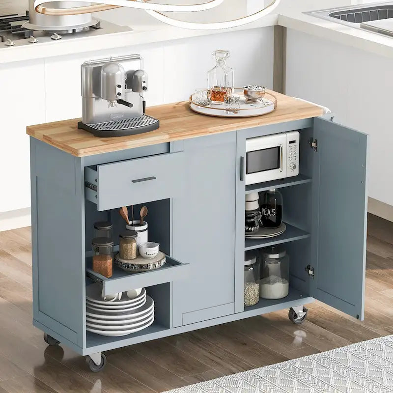 Kitchen Island With Foldable Counter Top(no include stool)