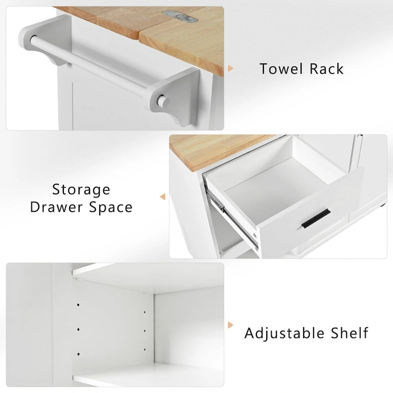 Kitchen Island With Foldable Counter Top(no include stool)