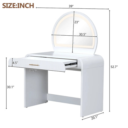 39 Makeup Vanity Table with Mirror Touch Screen Lighted Mirror