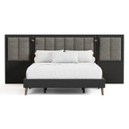 Furniture of America Orelo Modern Dark Brown Extended Wall Panel Bed with Reading Lights