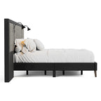Furniture of America Orelo Modern Dark Brown Extended Wall Panel Bed with Reading Lights