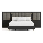 Furniture of America Orelo Modern Dark Brown Extended Wall Panel Bed with Reading Lights