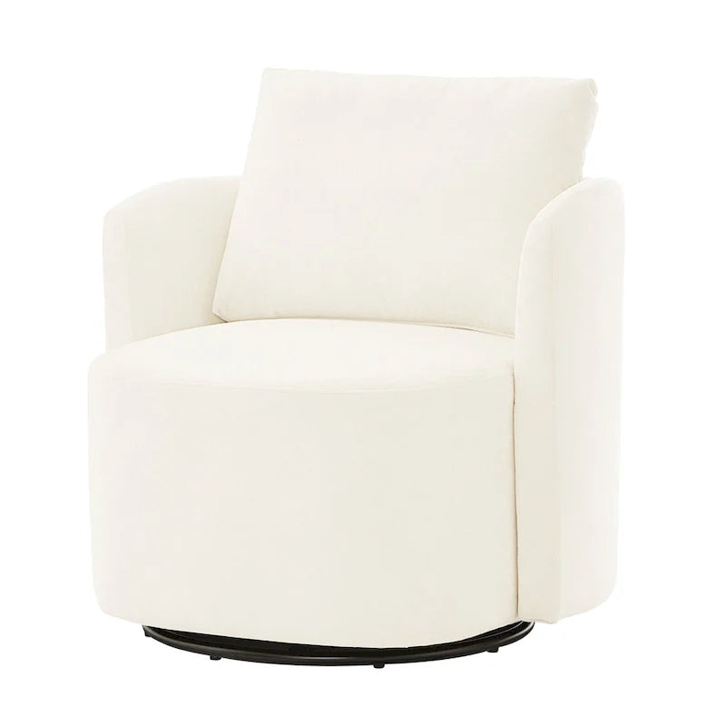360 Swivel Chair, 29.9 Accent Barrel Armchair, Upholstered Swivel Sofa Chair with Curved Design